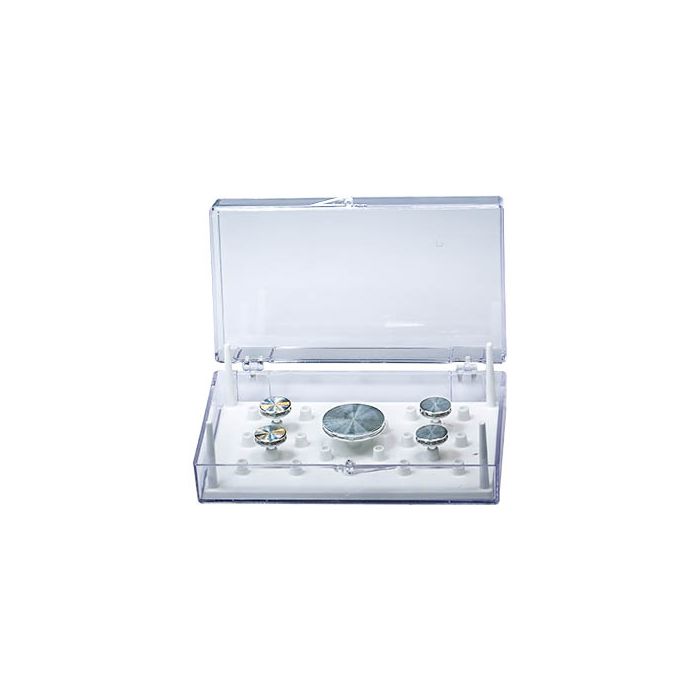 EM-Tec SB23 pin stub storage box for 23 pin stubs with an LDPE insert.