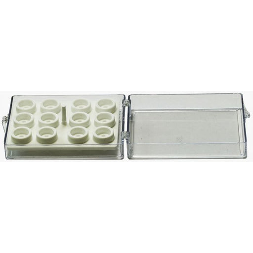 EM-Tec SC12 clear styrene storage box for 12x ш9.5mm JEOL/ш12.2mm JEOL or 12 pin stubs