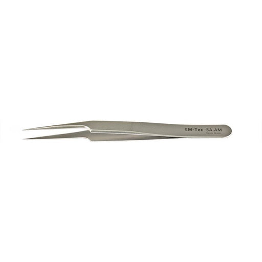 EM-Tec 5A.AM high precision tweezers, style 5, very fine off-set tips, anti-magnetic stainless steel