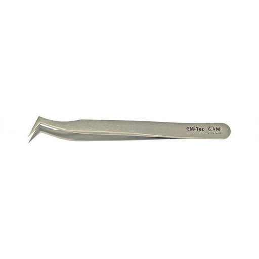 EM-Tec 6.AM high precision tweezers, style 6, angled short strong tips, anti-magnetic stainless steel