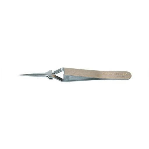 EM-Tec 5UFX.AM high precision reverse action tweezers, style 5UF, ultra-fine straight tips, anti-magnetic stainless steel