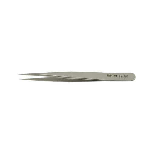 EM-Tec 3C.SAN high precision super alloy tweezers, style 3C, short, very sharp fine tips, fully non-magnetic