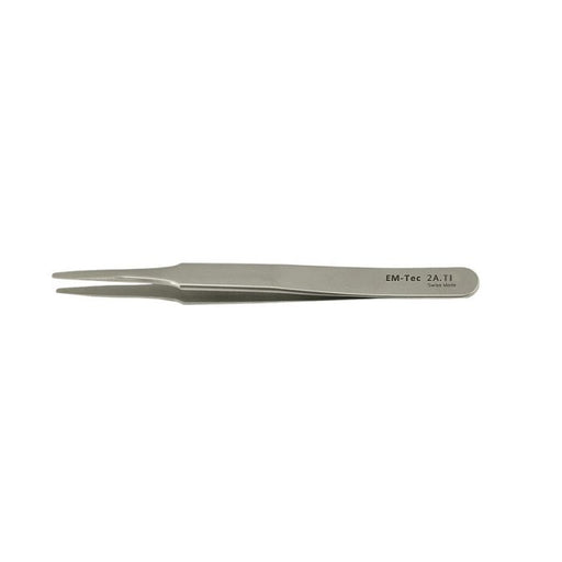 EM-Tec 2A.TI high precision tweezers, style 2A, flat accurate round tips tips, titanium