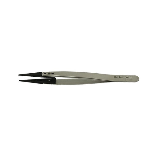 EM-Tec 00.CT ESD safe carbon fiber replaceable tip tweezers, blunt tips
