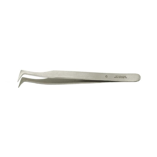 Value-Tec 6.NM general purpose tweezers, style 6, fully bent short tips, non-magnetic stainless steel