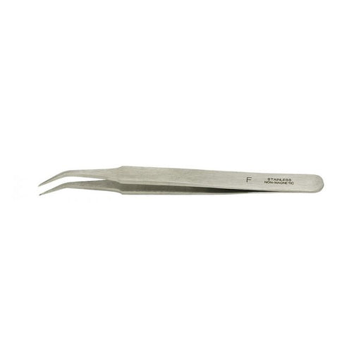 Value-Tec F.NM general purpose tweezers, style F, bent fine pointed tips, non-magnetic stainless steel