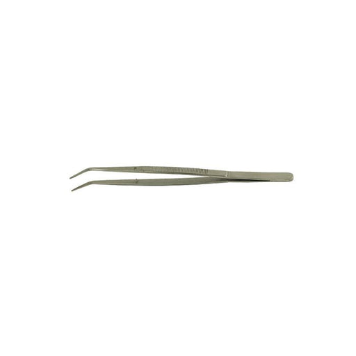 Value-Tec 664.MS industrial strong tweezers, style 664, anti-twist, bent serrated pointed tips, 150mm, magnetic stainless steel