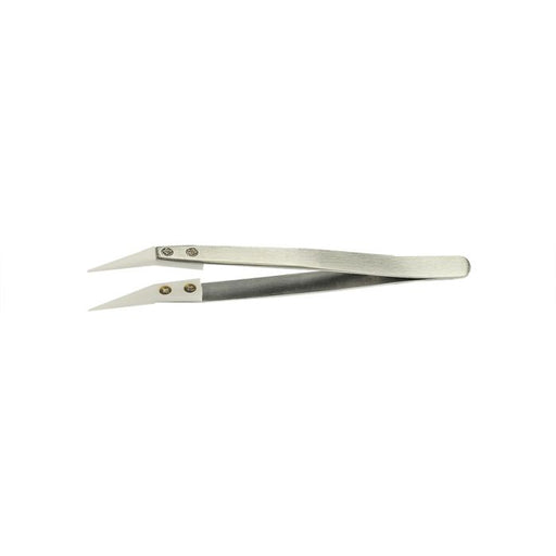 Value-Tec 1B.ZTA ceramic tips tweezers, sharp, angled tips, 126mm