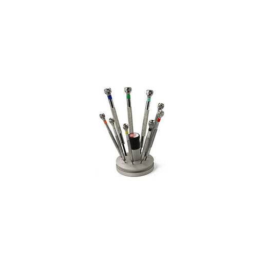 Value-Tec S9 screwdriver set with round aluminium base, 0.5 – 2.5mm blades