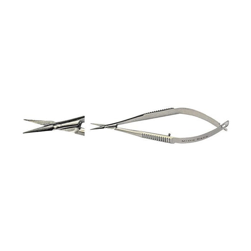EM-Tec MS1C Vannas type micro scissors, sharp tips, curved, 80mm, 410 st.st.