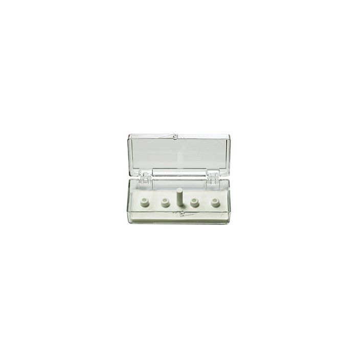 EM-Tec SB4 small size clear styrene box for 4 standard 12.7mm pin stubs