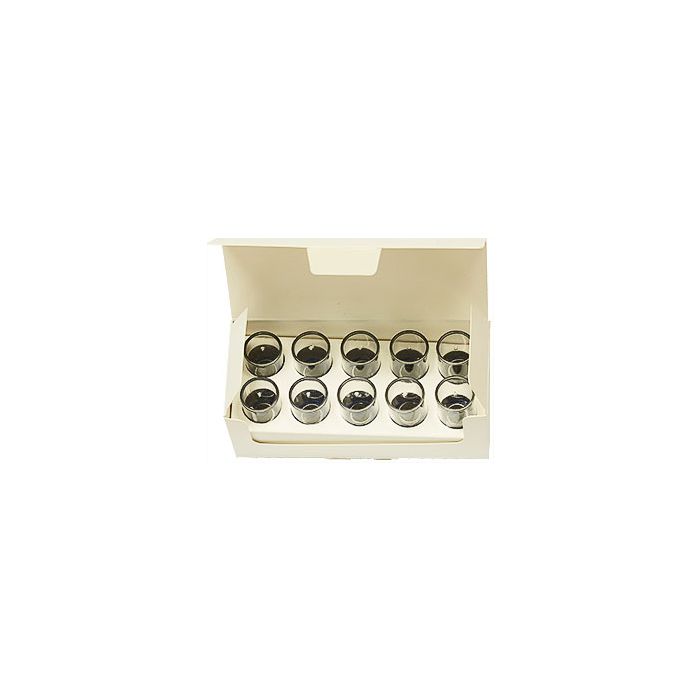 EM-Tec FS12Z box with 10 x ш12.7mm short Zeiss pin stubs plus ш12mm high purity conductive tabs in SB2 storage tubes
