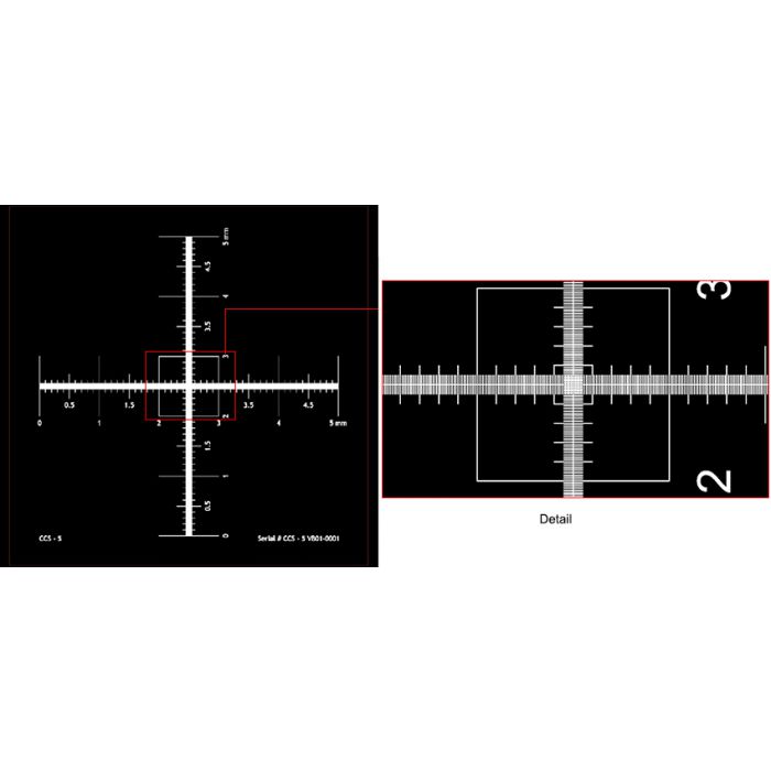 CCS-5 Micro-Tec 5mm cross scale, 0.01mm div., Si/Cr, opaque, unmounted
