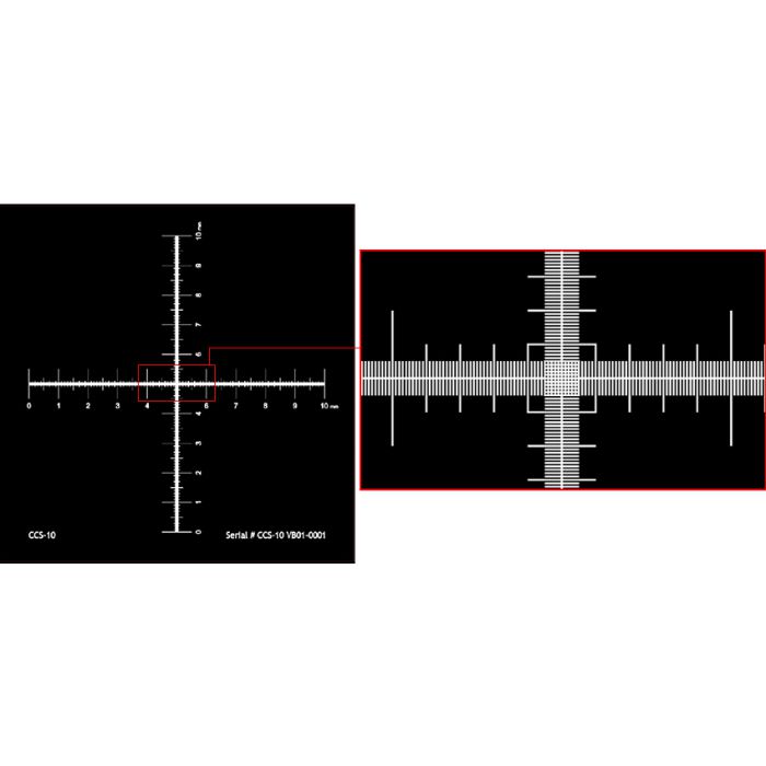 CCS-10 Micro-Tec 10mm cross scale, 0.01mm div., Si/Cr, opaque, unmounted