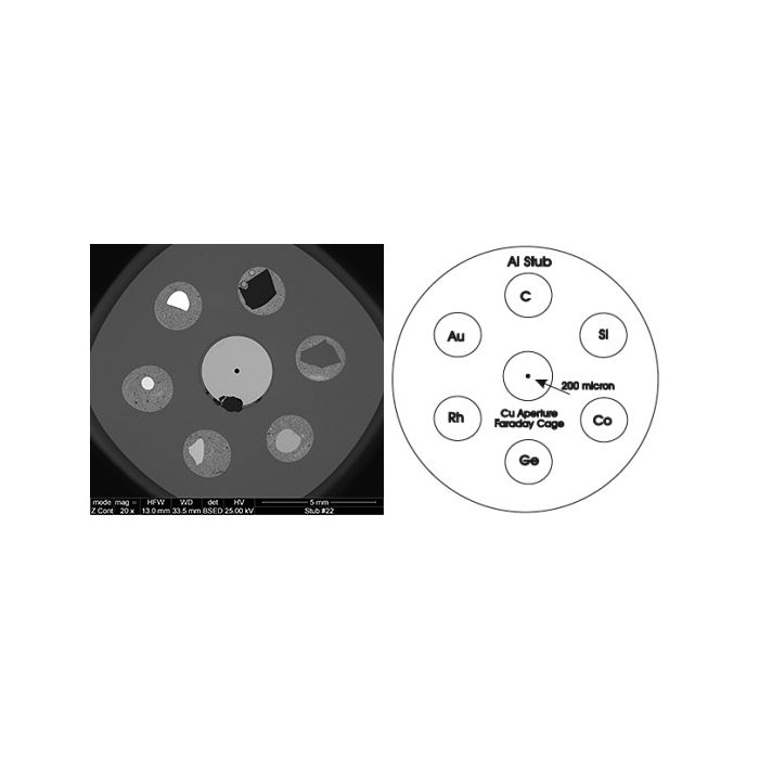 EM-Tec CXS-6BE BSD calibration standard,  materials plus F/C on pin stub