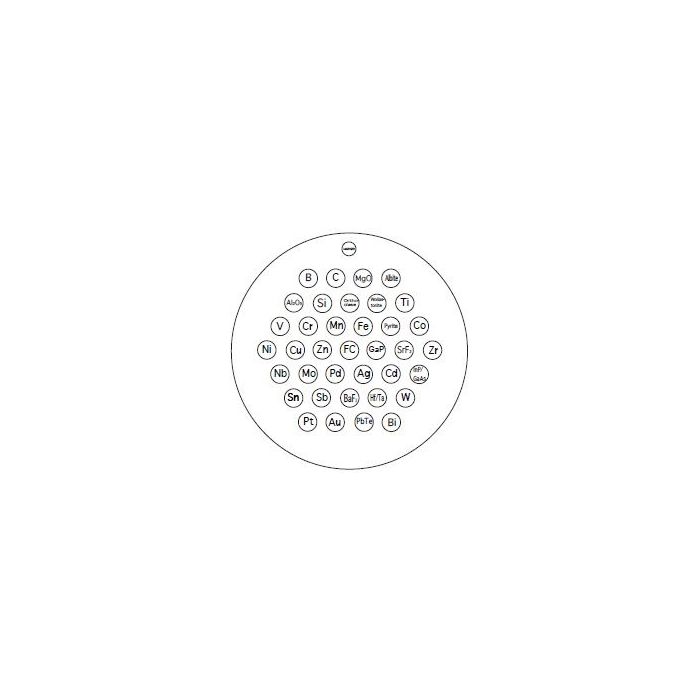 EM-Tec RXS-36MC metals reference standard, 36 metals/compounds plus F/C on stainless steel disc, ш25.4 x 9 mm
