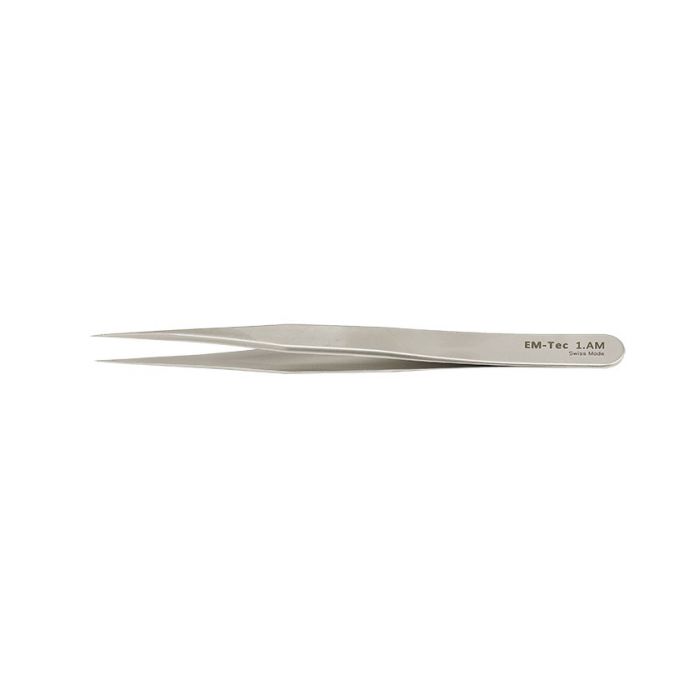 EM-Tec 1.AM high precision tweezers, style 1, strong fine tips, anti-magnetic stainless steel