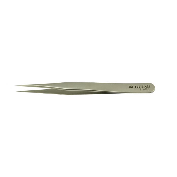 EM-Tec 3.AM high precision tweezers, style 3, very sharp fine tips, anti-magnetic stainless steel