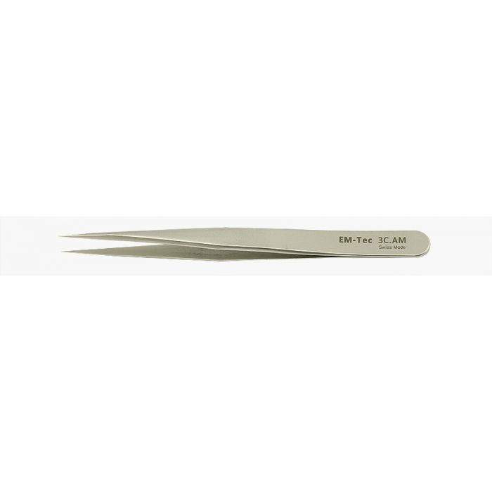 EM-Tec 3C.AM high precision tweezers, style 3C, short, very sharp fine tips, anti-magnetic stainless steel