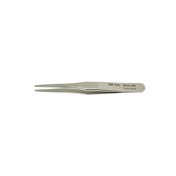 EM-Tec M2A.AM high precision mini tweezers, style 2A, rounded flat tips, anti-magnetic stainless steel