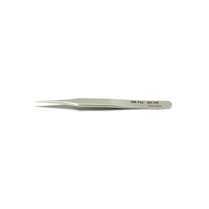 EM-Tec M5.AM high precision mini tweezers, style 5, extra fine tips, anti-magnetic stainless steel