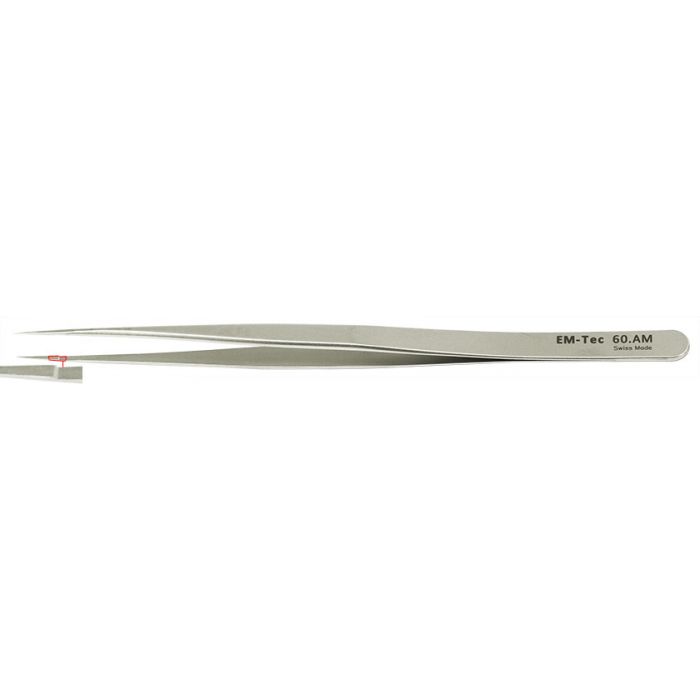 EM-Tec 60.AM high precision slim tweezers, style 60, very fine sharp tips, anti-magnetic stainless steel