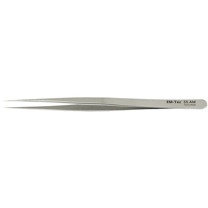 EM-Tec SS.AM high precision slim tweezers, style SS, fine sharp tips, anti-magnetic stainless steel