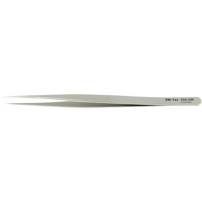 EM-Tec SS6.AM high precision slim tweezers, style SS6, fine sharp tips, anti-magnetic stainless steel