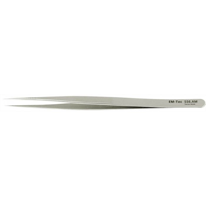 EM-Tec SS6.AM high precision slim tweezers, style SS6, fine sharp tips, anti-magnetic stainless steel