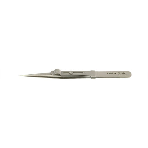 EM-Tec 3.AM high precision locking tweezers, style 3,  very sharp fine tips, anti-magnetic stainless steel