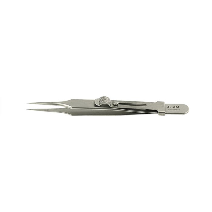 EM-Tec 4.AM high precision locking tweezers, style 4, very fine sharp tips, anti-magnetic stainless steel