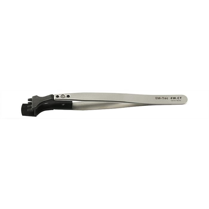 EM-Tec 4W.CT precision wafer handling tweezers for ш4 inch/100mm with ESD safe carbon fiber replaceable tips