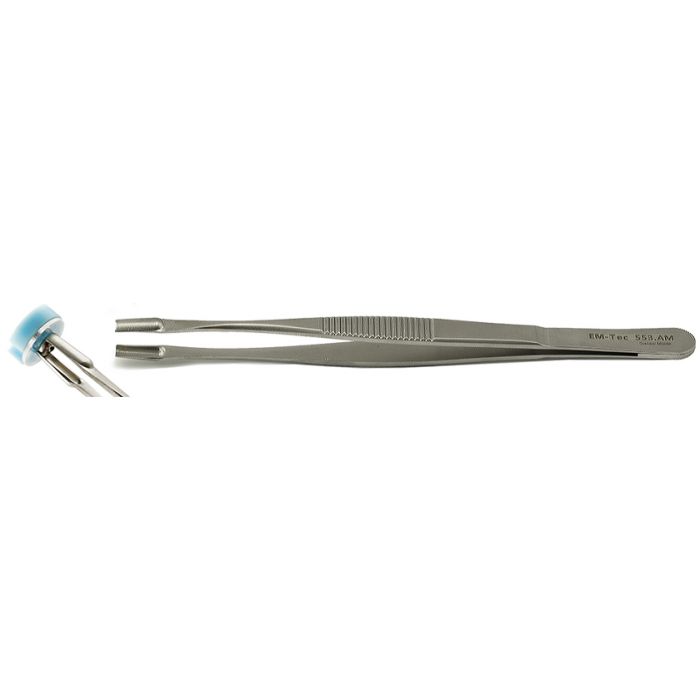 EM-Tec 553.AM cryo grid box handling tweezers, 145mm, anti-magnetic stainless steel