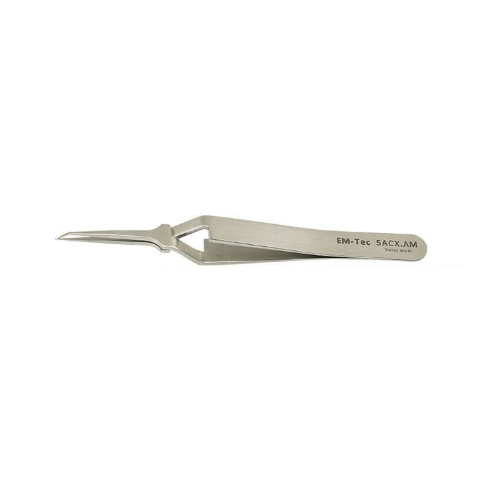 EM-Tec 5ACX.AM high precision reverse anti-capillary tweezers, style 5ACX, extra fine tips, anti-magnetic stainless steel