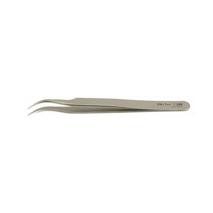 EM-Tec 7.SAN high precision super alloy tweezers, style 7, very fine curved tips, fully non-magnetic