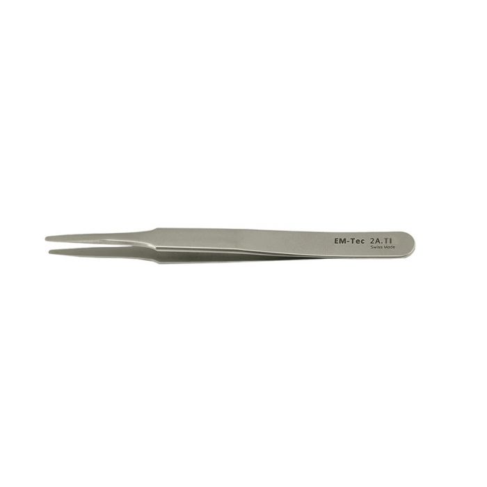 EM-Tec 2A.TI high precision tweezers, style 2A, flat accurate round tips tips, titanium