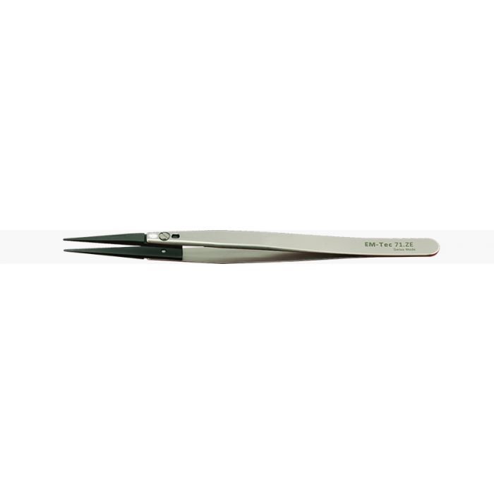 EM-Tec 71.ZE ESD safe ceramic replaceable tips tweezers, sharp pointed tips