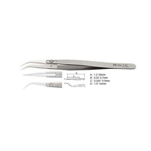 EM-Tec 7.ZC ceramic replaceable tips tweezers, fine curved tips