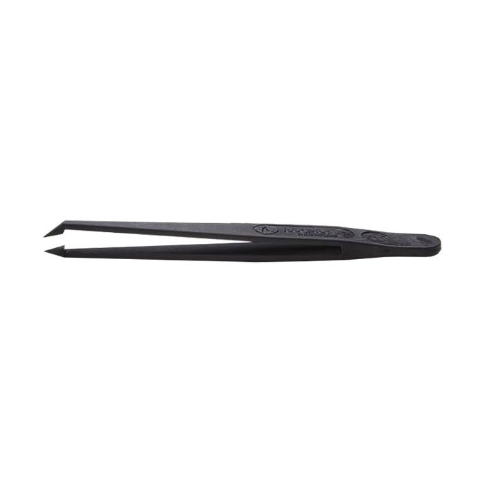 EM-Tec 708.CT ESD safe PVDF/carbon fibre reinforced tweezers, sharp angled tips