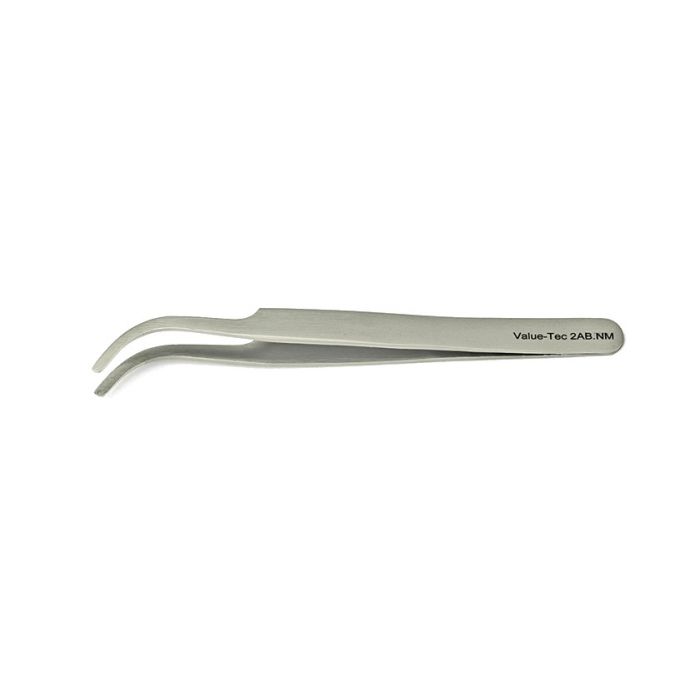 Value-Tec 2AB.NM general purpose tweezers, style 2AB, curved flat round tips, non-magnetic stainless steel