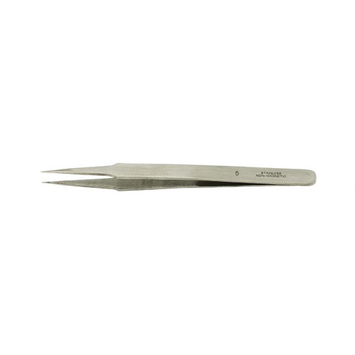 Value-Tec 5.NM general purpose tweezers, style 5, strong fine pointed tips, non-magnetic stainless steel