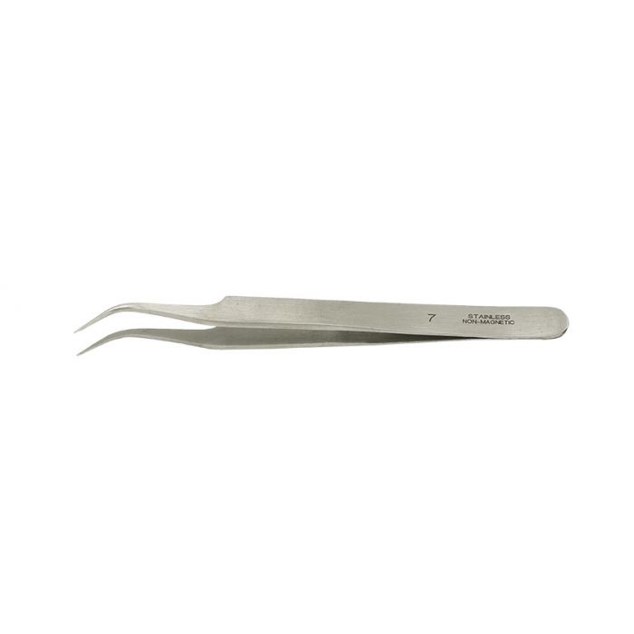 Value-Tec 7.NM general purpose tweezers, style 7, curved fine tips, non-magnetic stainless steel