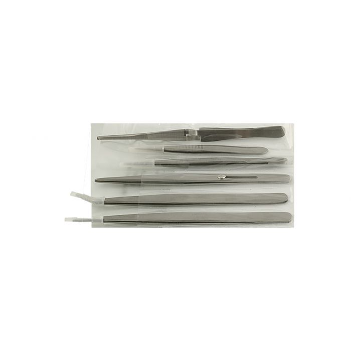 Value-Tec set of 6 larger industrial strong tweezers, includes style 110/510/66X/667/682/686, magnetic stainless steel