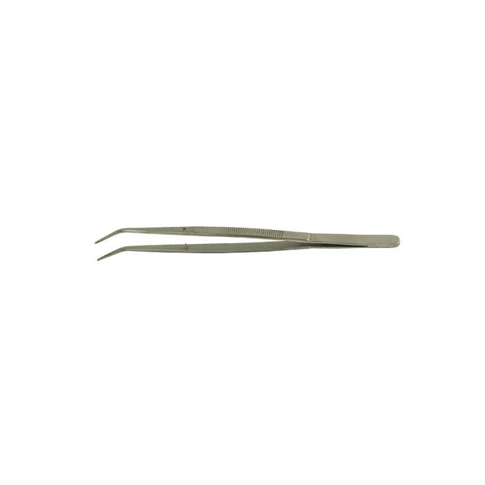 Value-Tec 664.MS industrial strong tweezers, style 664, anti-twist, bent serrated pointed tips, 150mm, magnetic stainless steel
