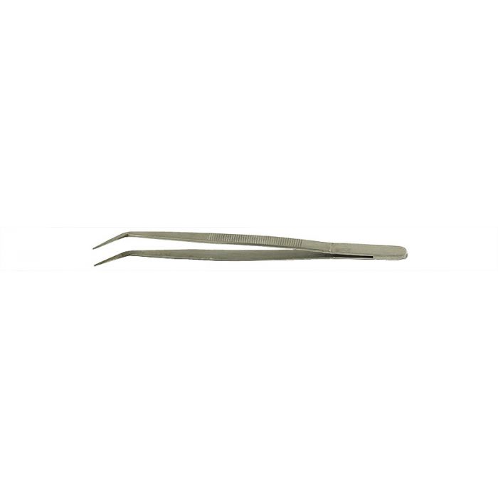 Value-Tec 660.MS industrial strong tweezers, style 660, bent serrated pointed tips, 150mm, magnetic stainless steel