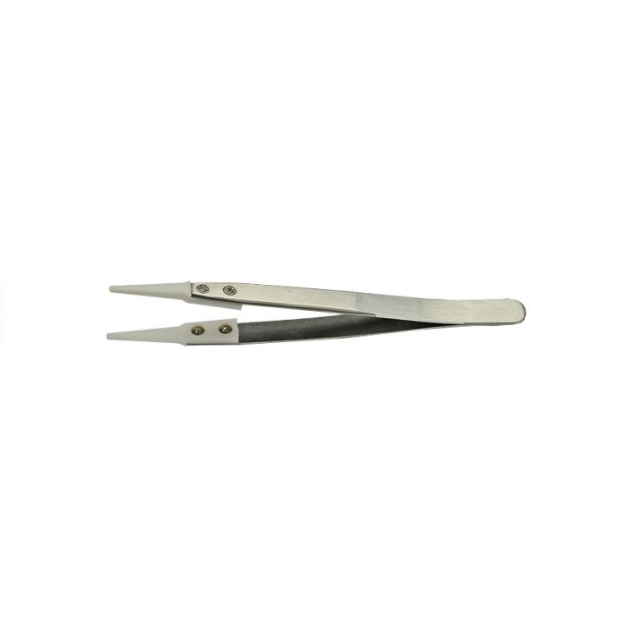 Value-Tec 2A.ZTA ceramic tips tweezers, flat, round tips, 128mm