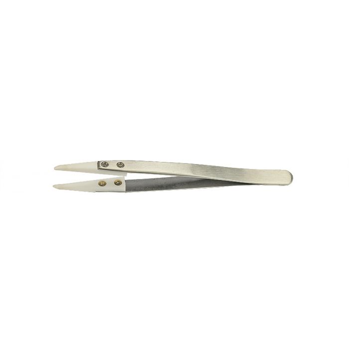 Value-Tec 2AS.ZTA ceramic tips tweezers, strong, flat round tips, 128mm