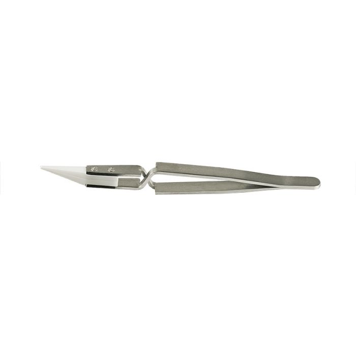 Value-Tec 1BX.ZTA ceramic tips reversed tweezers, sharp, angled tips, 136mm