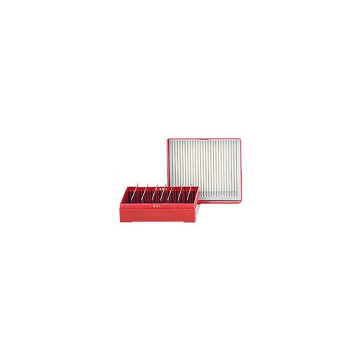 Micro-Tec M25R slide storage box for 25 standard 75x25mm slides, red