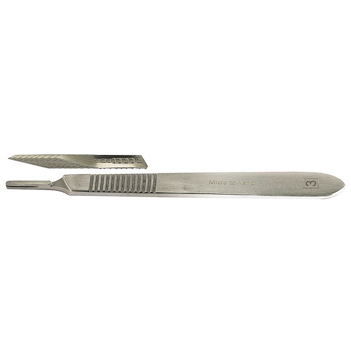 Micro-Tec SH3 stainless steel scalpel blade handle No.3 + 10 x scalpel blades #11